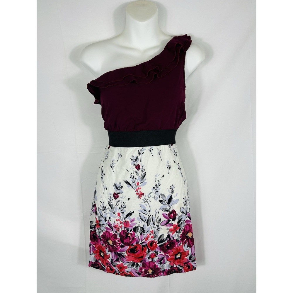 Speechles  Y2K One Shoulder Babydoll Fairy Mini Dress Size S Floral Spring Femme